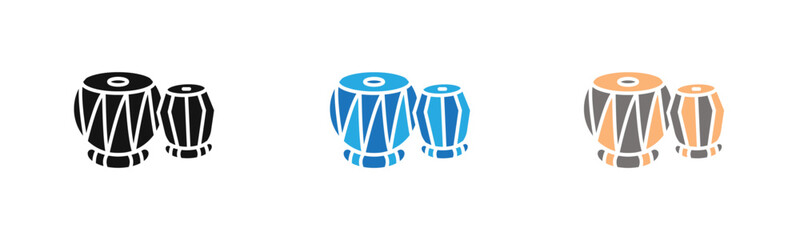 Tabla icon outline collection or set  in black and white