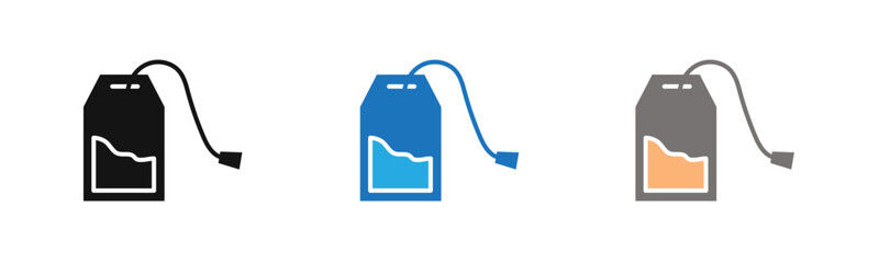 Tea bag icon outline collection or set  in black and white