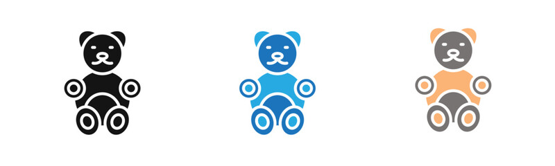Teddy bear icon outline collection or set  in black and white