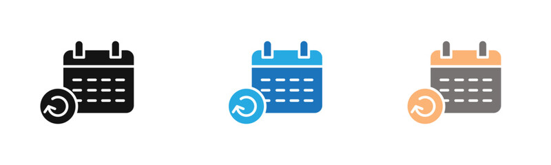 Update Calendar icon outline collection or set  in black and white