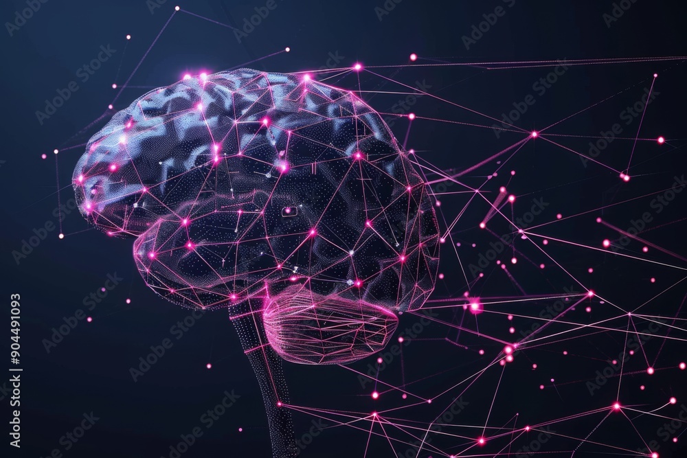 Aufkleber electric blue brain with dynamic neural linkages showcasing advanced synaptic activity.