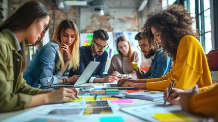 Group of young business people and designers.they working on new project.startup concept.