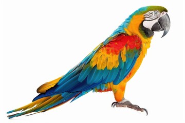 Obraz premium Single macaw parrot on white background