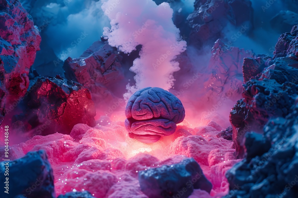 Aufkleber brain in cosmic setting merging neuroscience with space exploration themes.