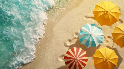 Obraz premium Background with Beach Umbrellas and Sand generative ai