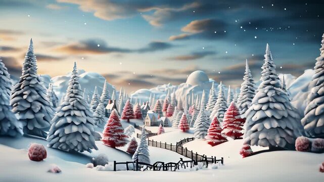 Christmas New Year festive beautiful winter snow-covered trees Christmas trees, background
