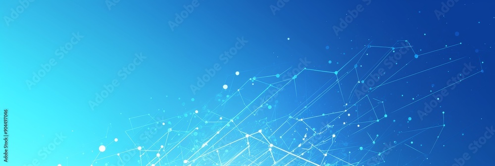 Poster light blue background with network and connection lines, digital technology banner template for busi