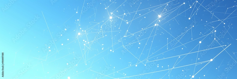 Poster light blue background with network and connection lines, digital technology banner template for busi