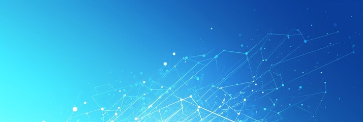 Obraz premium Light Blue Background with Network and Connection Lines, Digital Technology Banner Template for Business, Science, or Data Tech Concepts