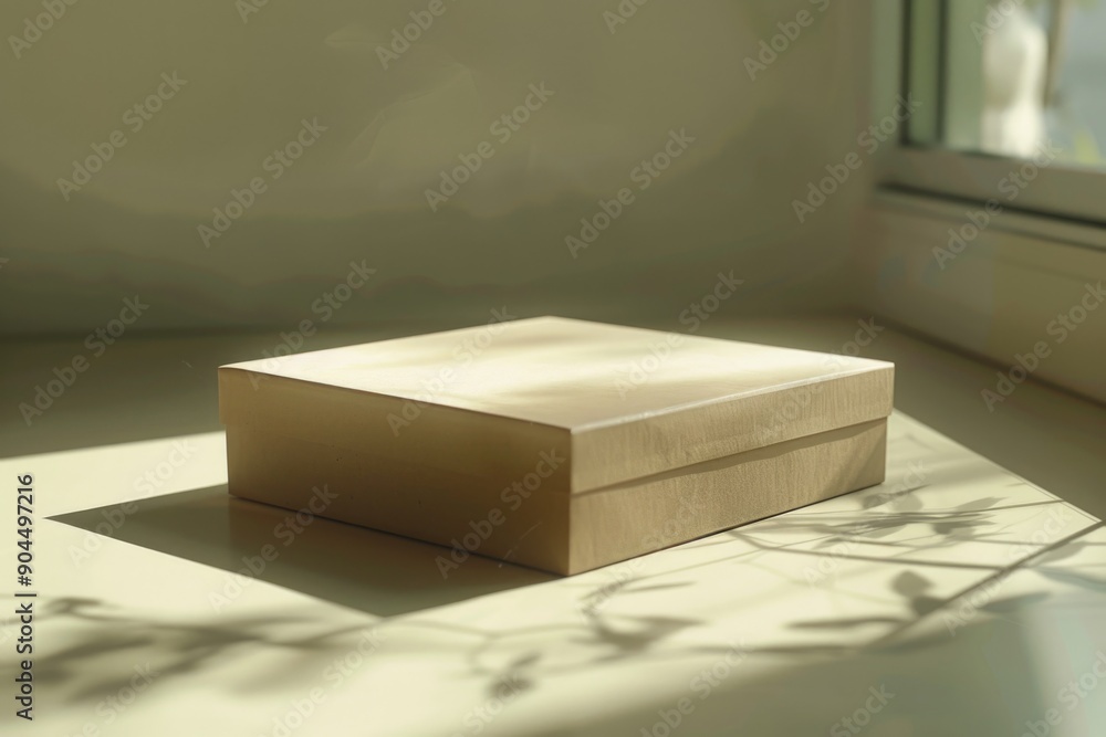 Aufkleber a box sits on a table near a window, providing a glimpse of the outside scene