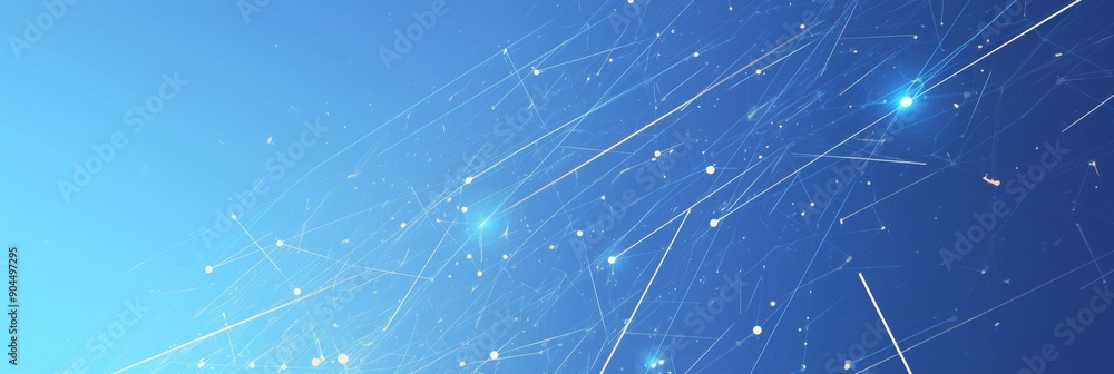 Poster light blue background with network and connection lines, digital technology banner template for busi