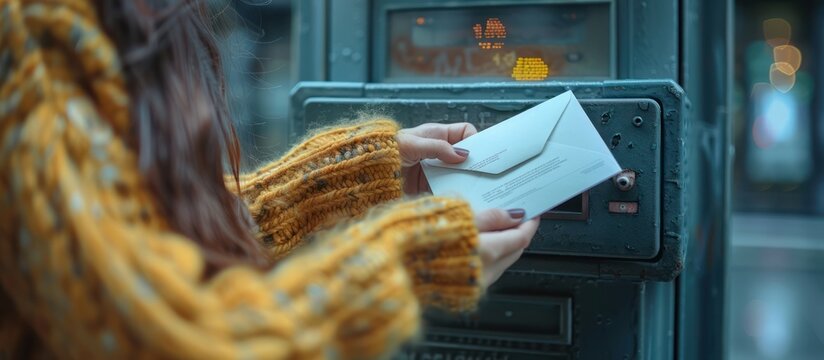 Woman in Yellow Sweater Mailing a Letter