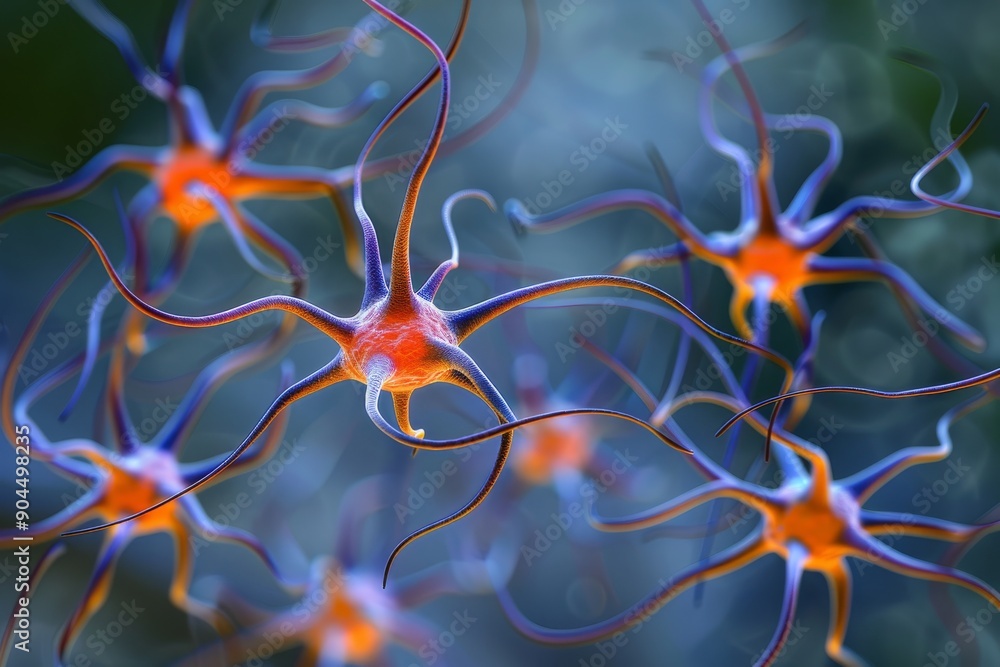 Poster bright neural pathways in a dark setting showcasing the electrical impulses of brain activity.