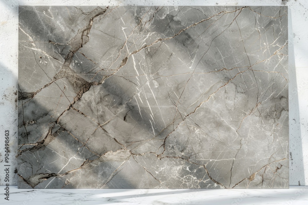 Poster A large marble slab sits on a table or floor in a room, possibly for decorative or functional use