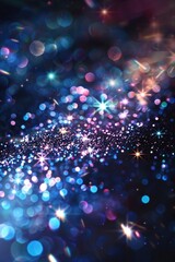 Fototapeta premium A colorful representation of the night sky with stars and sparkles on a blue and purple background