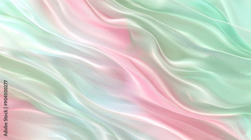 Poster creating a calming and stylish atmosphere with a pastel silk texture featuring elegant waves