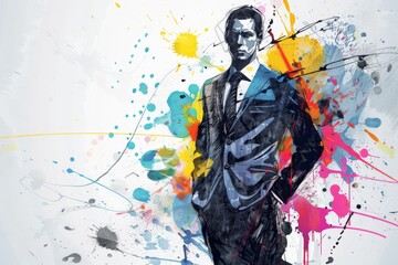 Obraz premium Abstract Artistic Portrait of a Man in Suit.