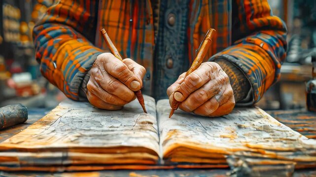 A person writes with two hands, a man with ambidexterity is equally successful in using both hands