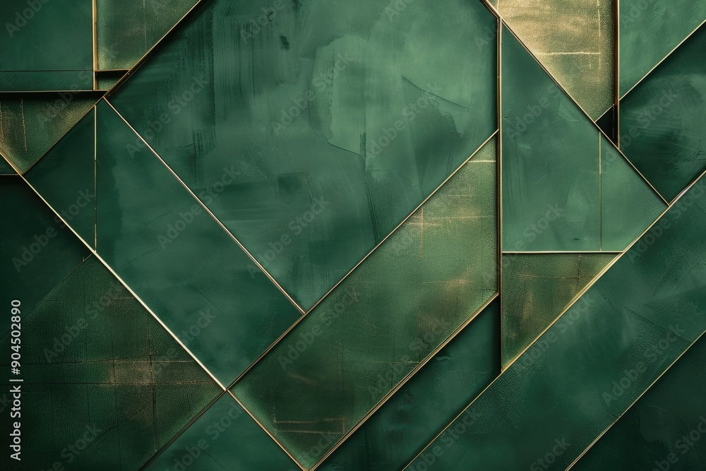 Poster a detailed view of a textured green and gold wall, suitable for interior design or architecture proj