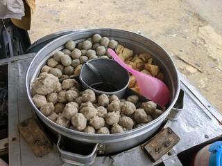 Pentol or meatballs is an Indonesian street food made from beef or chicken. Pentol (meatball)...