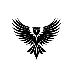 Obraz premium Black Tribal Phoenix Tattoo Design with Outspread Wings.