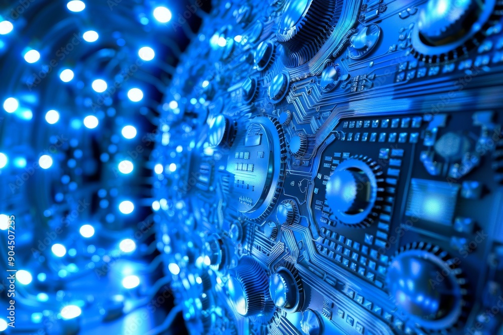 Aufkleber cybernetic brain blueprints: detailed schematic of a neural network in a high tech environment.