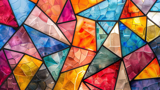 Triangular Stained Glass Window with Varied Opacities