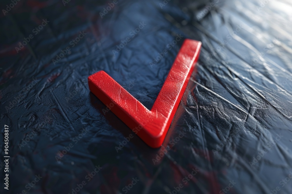 Poster a detailed view of the letter v in bold red color on a dark background