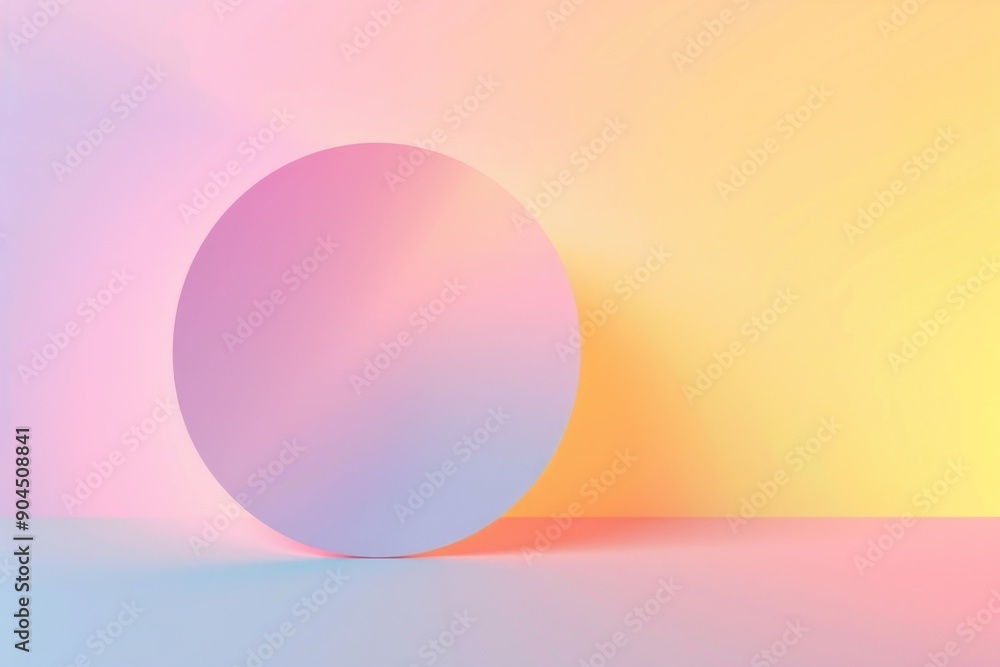 Poster A single round object sits on a soft, pastel colored background