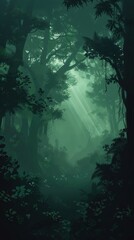 Obraz premium Enchanted Forest. Mysterious and serene forest background concept
