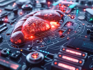 Fototapeta premium Hepatic examination, closeup, digital liver condition scan, futuristic health tools