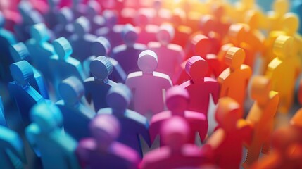 Obraz premium Colorful Crowd of Wooden Figures