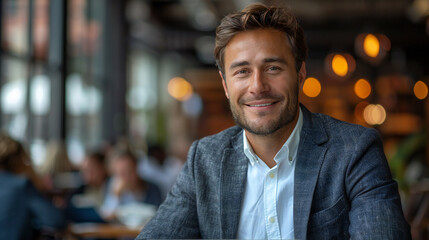 Fototapeta premium Portrait of a successful male businessman working in his offices.