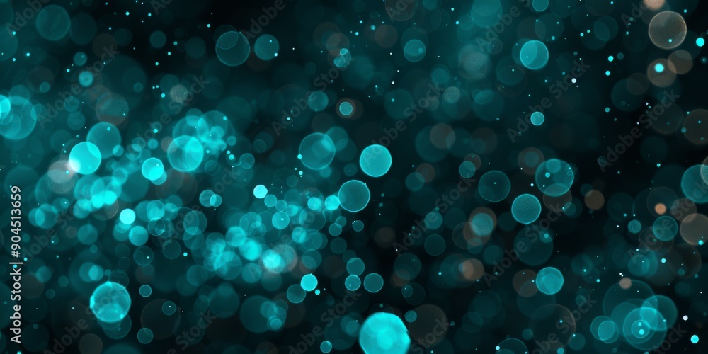 Poster stunning image with teal and cyan bokeh light background for artistic and festive design projects