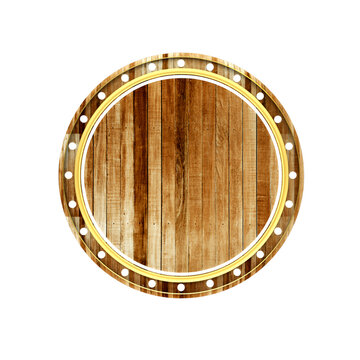 3d render circule wood panel
