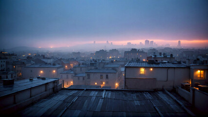 sunset over the city