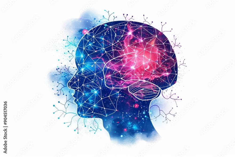 Poster ai brain silhouette with glowing digital patterns symbolizing advanced technology and innovation
