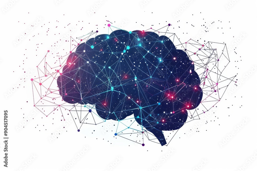 Poster futuristic ai brain with glowing digital patterns symbolizing advanced technology and innovation