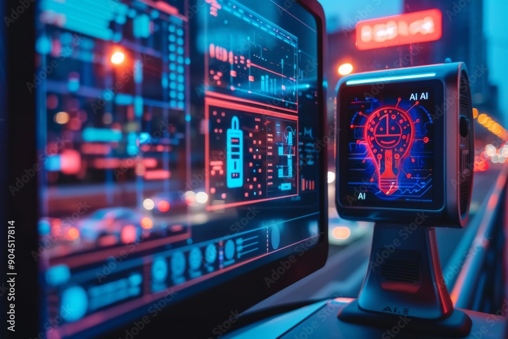 Aufkleber futuristic ai data analysis interface symbolizing advanced technology and innovation