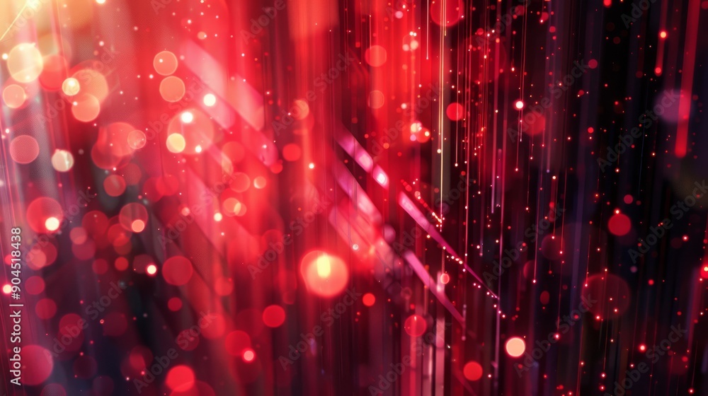 Poster image with red bokeh background and light streaks, creating a vibrant visual effect