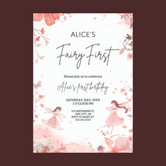 Fairy First Theme Party Invitation