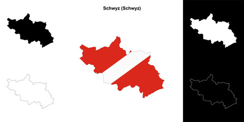 Schwyz blank outline map set