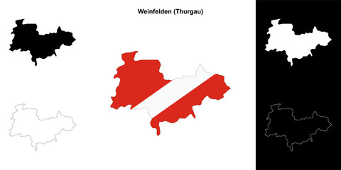 Weinfelden blank outline map set