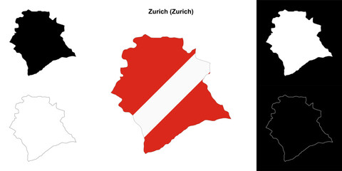 Zurich blank outline map set
