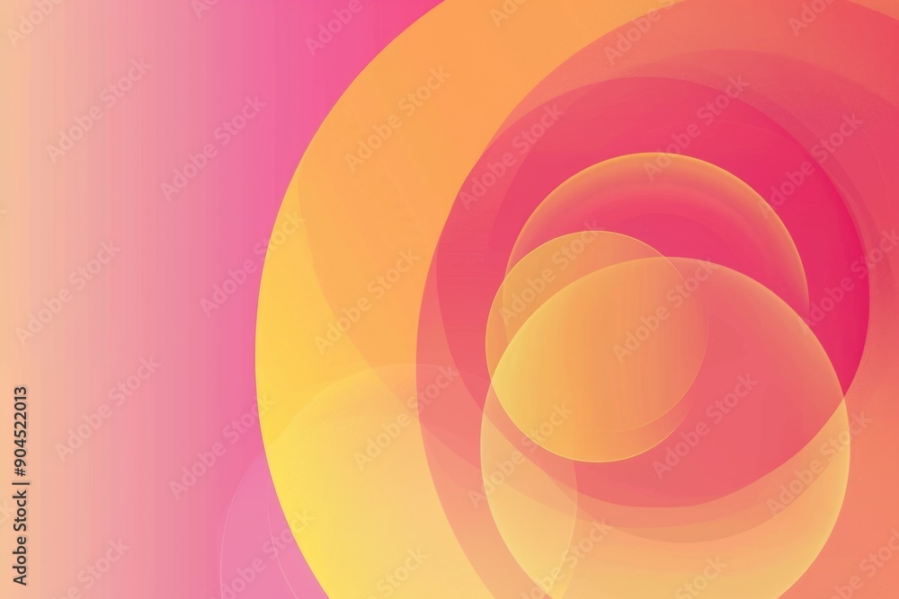 Poster abstract background featuring pink and yellow colors with circular shapes
