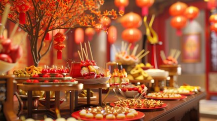 Fototapeta premium details in the decoration and arrangement of the food. generative ai