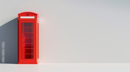 Obraz premium Isolated classic red phone booth, clean background with space for text, designed for advertisements, sharp and vivid