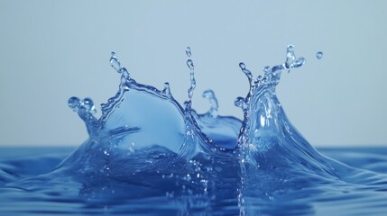 Clear blue water splash cut out, suspended in mid-air with dramatic effect