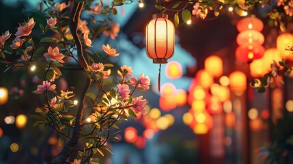 Highlight the details in the lights and floral decorations. generative ai