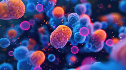 Molecules of Candida auris fungal infection in darkness,neon art